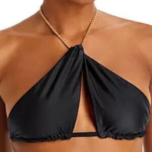 PQ Swim Black Gwen Chain Bikini Top Sz D-Cup NWT